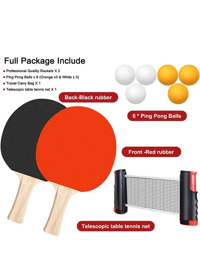HaHaHai Portable Ping Pong Paddles Set Table Tennis Rackets with Retractable Ping Pong Net,3 Balls, Storage Bag All-in-One Premium Table Tennis Paddle Rackets for Beginners Intermediate Players Indoor Outdoor - Image 5
