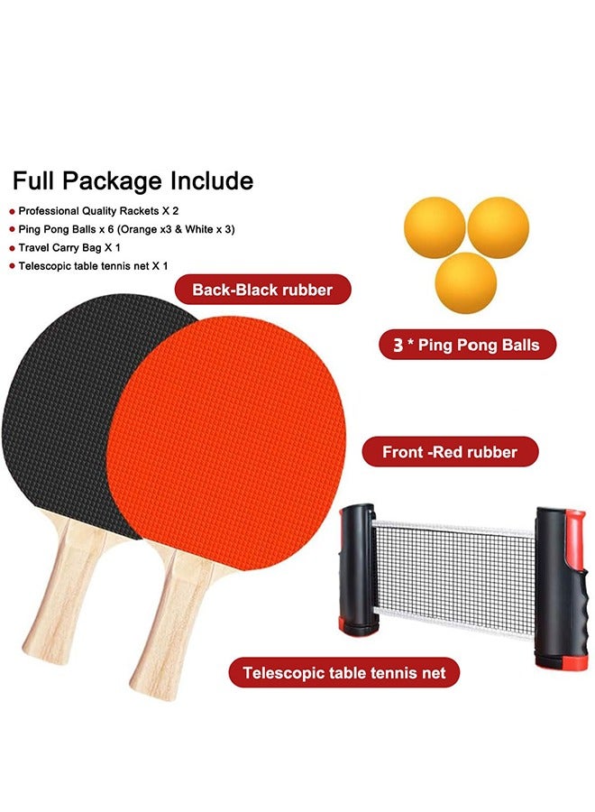 هاهاهاي طقم تنس طاولة مع شبكة قابلة للتمدد – مضربا تنس طاولة مع 3 كرات وحقيبة تخزين – مجموعة متكاملة للمبتدئين واللاعبين المتوسطين للاستخدام الداخلي والخارجي - Image 5