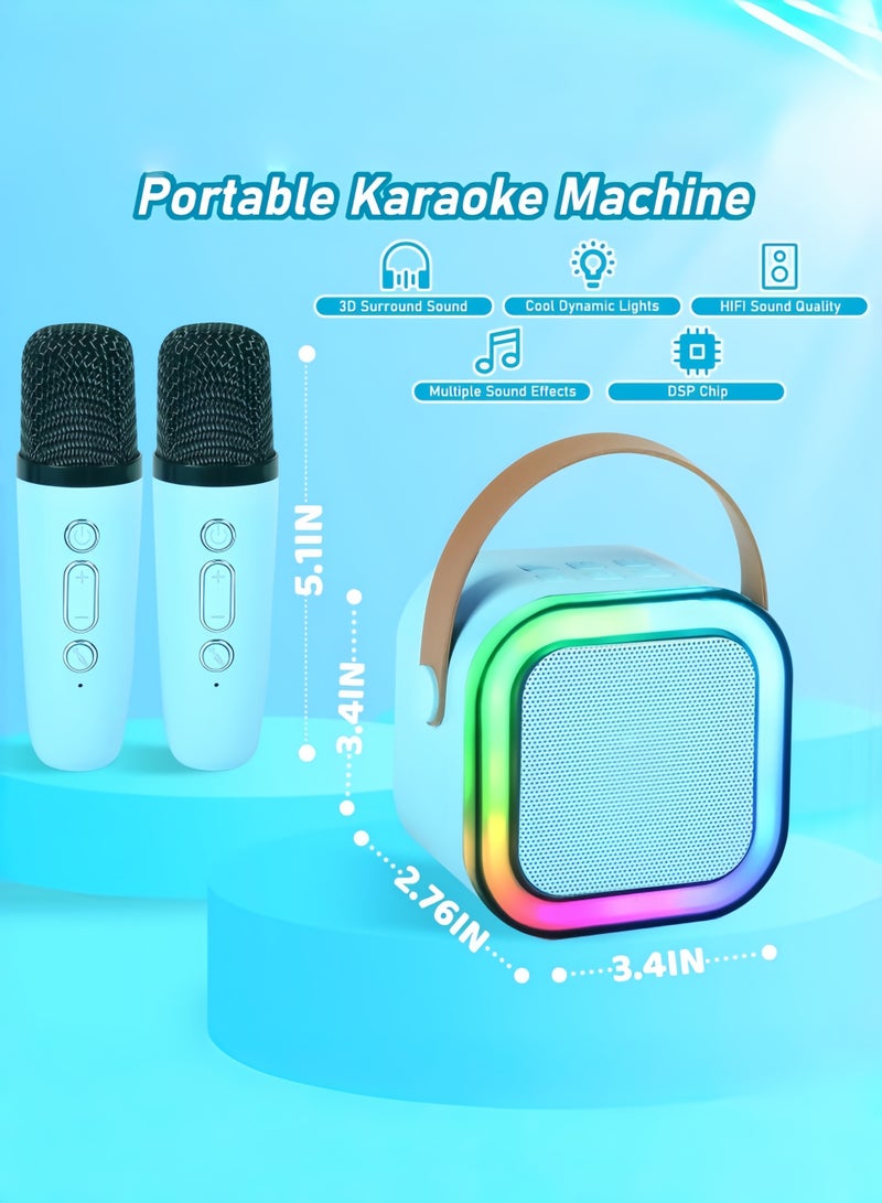 Wish Mini Karaoke Machine for Kids, Portable Bluetooth Speaker with 2 Wireless Microphones, Handheld Singing Microphone System for Home KTV, Birthday Toys Gifts for Boys/Girls (Blue) - Image 5