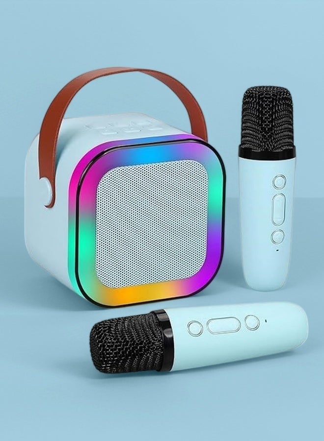 Wish Mini Karaoke Machine for Kids, Portable Bluetooth Speaker with 2 Wireless Microphones, Handheld Singing Microphone System for Home KTV, Birthday Toys Gifts for Boys/Girls (Blue) - Image 1