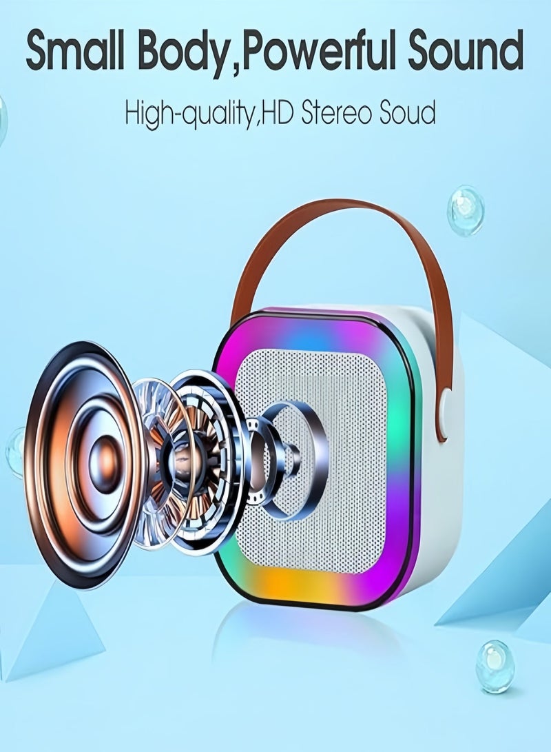 Wish Mini Karaoke Machine for Kids, Portable Bluetooth Speaker with 2 Wireless Microphones, Handheld Singing Microphone System for Home KTV, Birthday Toys Gifts for Boys/Girls (Blue) - Image 2