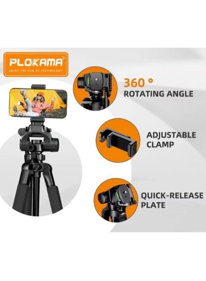 التخطيط ترايبود كاميرا احترافي حامل ثلاثي  احترافي شديد التحمل - طقم متكامل مع حامل هاتف وريموت كنترول بلوتوث لاسلكي وحقيبة حمل | قاعدة تثبيت قوية لتصوير مستقر | متوافق عالمياً مع كاميرات DSLR الاحترافية، الهواتف الذكية، مناظير الاستكشاف والتكبير. - Image 5