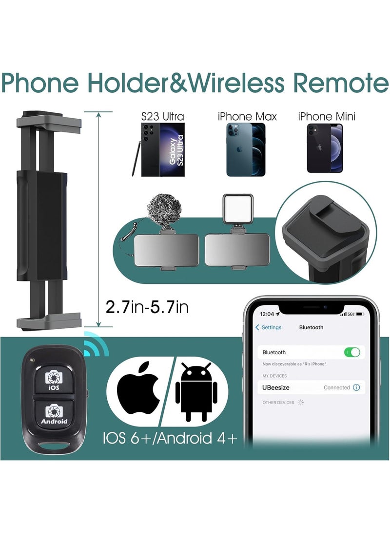 التخطيط ترايبود كاميرا احترافي حامل ثلاثي  احترافي شديد التحمل - طقم متكامل مع حامل هاتف وريموت كنترول بلوتوث لاسلكي وحقيبة حمل | قاعدة تثبيت قوية لتصوير مستقر | متوافق عالمياً مع كاميرات DSLR الاحترافية، الهواتف الذكية، مناظير الاستكشاف والتكبير. - Image 4