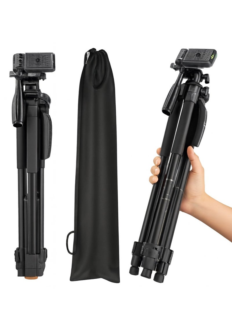 التخطيط ترايبود كاميرا احترافي حامل ثلاثي  احترافي شديد التحمل - طقم متكامل مع حامل هاتف وريموت كنترول بلوتوث لاسلكي وحقيبة حمل | قاعدة تثبيت قوية لتصوير مستقر | متوافق عالمياً مع كاميرات DSLR الاحترافية، الهواتف الذكية، مناظير الاستكشاف والتكبير. - Image 1