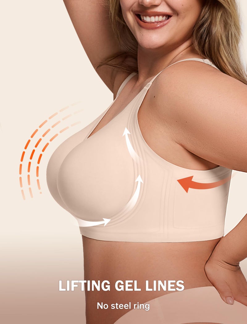 LetsJoli Jelly Bras for Women Push Up Bra Wireless No Underwire Supportive Full Coverage Plus Size for Older Womenï¼ˆCream Skin,XLï¼‰ - Image 5
