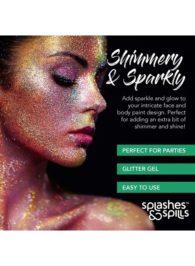 Splashes & Spills Iridescent Glitter Body Paint Gel - 7 Color Cosmetic Set 10 ml Tubes Shimmer for Hair, Body, Face - Great for Dress Up, Festival, Costume Party, Halloween - by Splashes and Spills - Image 2