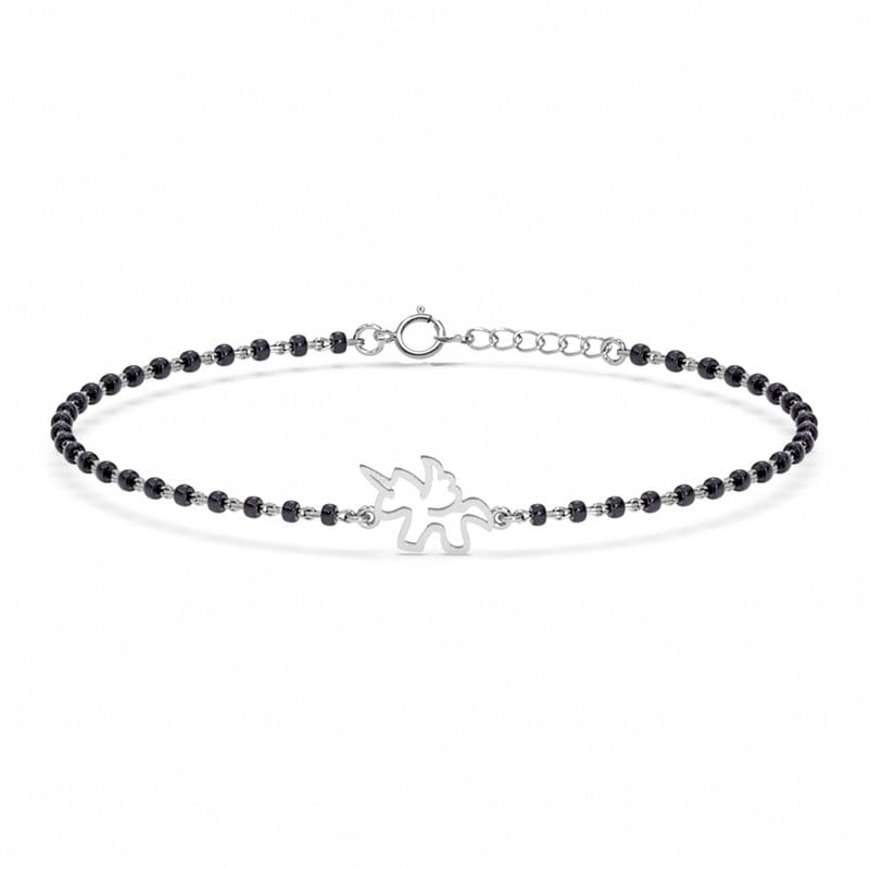 Clara 925 Sterling Silver Baby Nazariya Kids Unicorn Bracelet With Black Beads | New Born to 1 Year | Length 5 inch, Adjustable | Gift For Baby Boys and Girls - Image 1