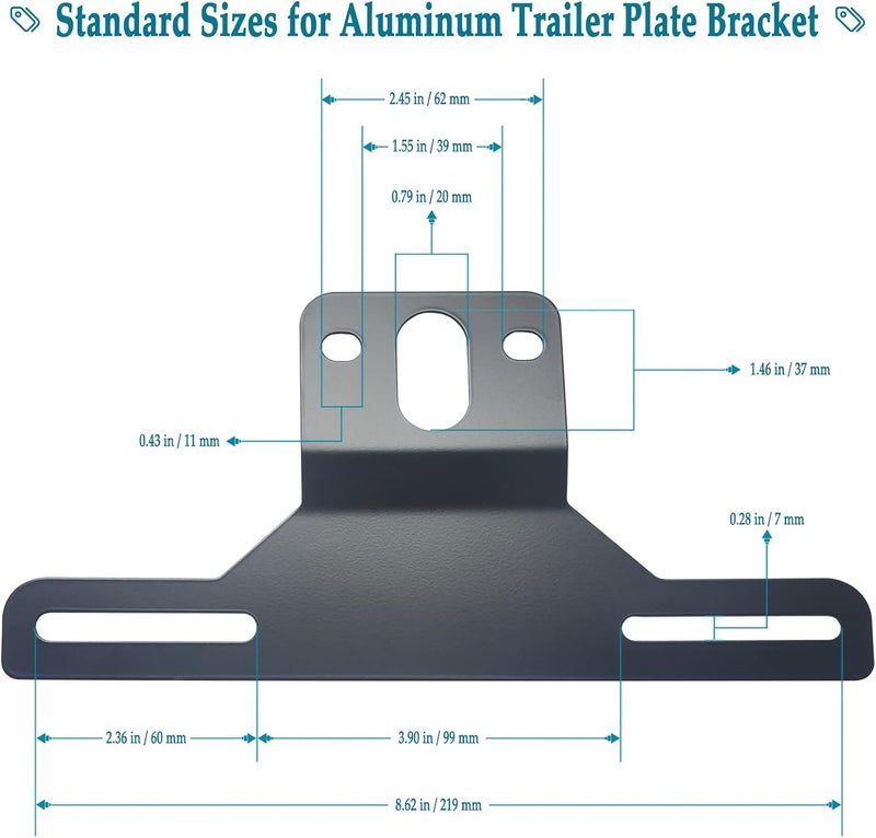 BGGTMO Trailer License Plate Bracket Holder - Metal Car Tag Frame with Mounting Kit - Image 2