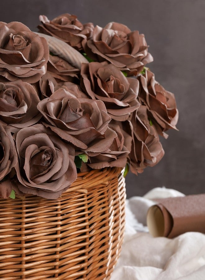 DuHouse 10pcs Fake Roses Artificial Silk Flowers Long Stems Bouquet for Arrangement Wedding Centerpiece Party Home Kitchen Decor(Mocha Brown) - Image 4