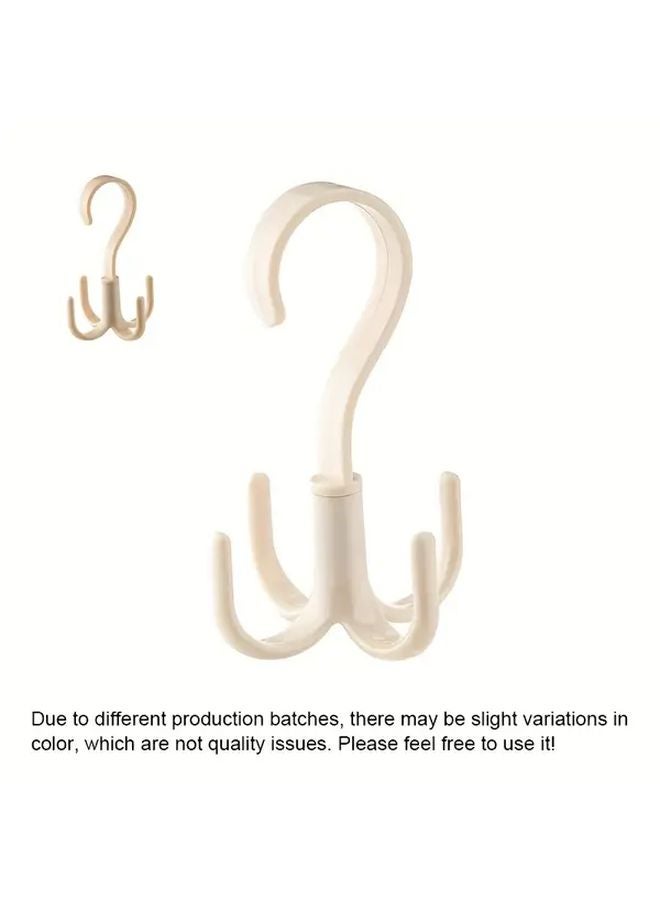 Light Brown Rotating Space Saving Hook Rack Durable PS Plastic Storage For Wardrobe Bags - Image 1