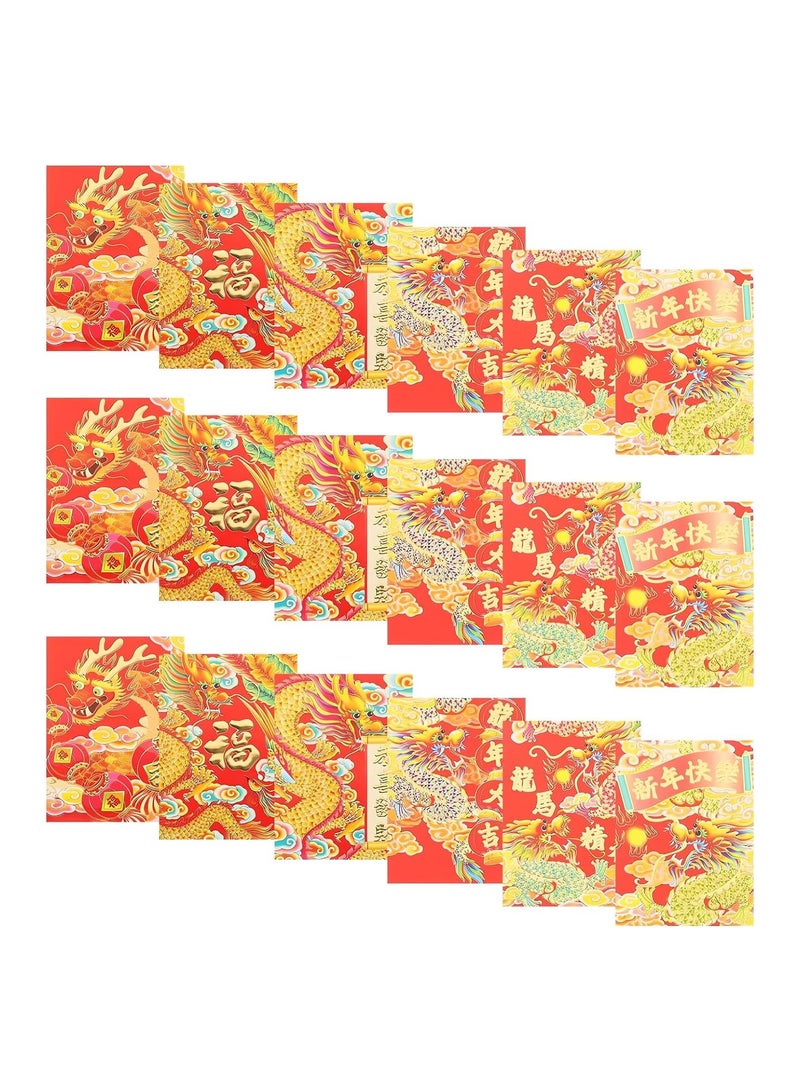 2024 Chinese New Year Red Envelopes - Large Dragon Year Lucky  Packets, Perfect for Lunar New Year, Spring Festival & Weddings, Red & Gold Design (C) - Image 1