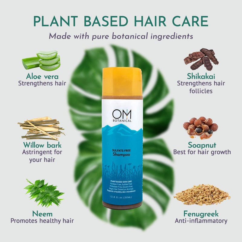 OM Botanical Sulfate-Free Organic Shampoo – Ayurvedic with Soapnut, Shikakai, Fenugreek & Neem | Prevent Hair Loss, Color Safe Natural Vegan Hair Cleanser for Men & Women Bullet Points: - Image 3