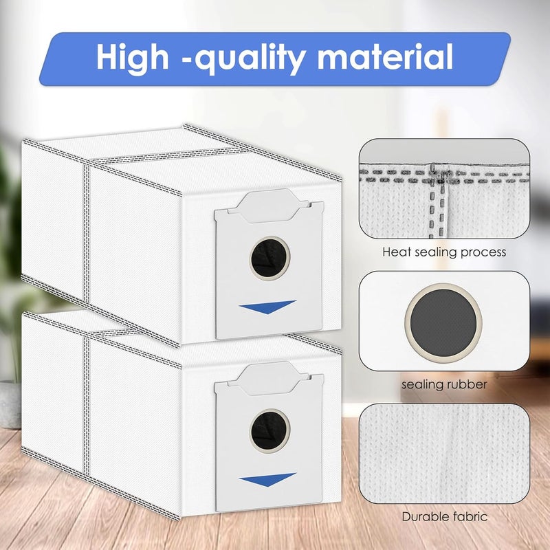 (8 قطع) أكياس الغبار البديلة لـ N30 Omni المتوافقة مع مكنسة ECOVACS DEEBOT N30 Omni / N30 Pro Omni الروبوتية، مع طبقة مرشح الكربون المنشط، أكياس حاوية، مجموعة ملحقات أكياس الغبار - Image 5