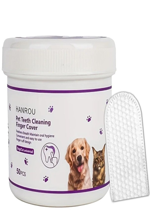 CRAZYABBS Pet Ear and Teeth Cleaning Finger Wipes for Dogs & Cats Anti-Mite Wet Tissue, Pack of 50 (pet Teeth Cleaning Wipes) - Image 1