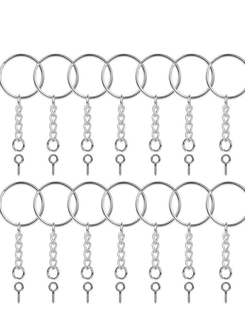 SYOSI Keychain Ring, Sliver Key Chain Rings Kit, Premium with and Open Jump with Screw Eye Pins for Crafts and Jewelry Making 150PCS  - Image 1