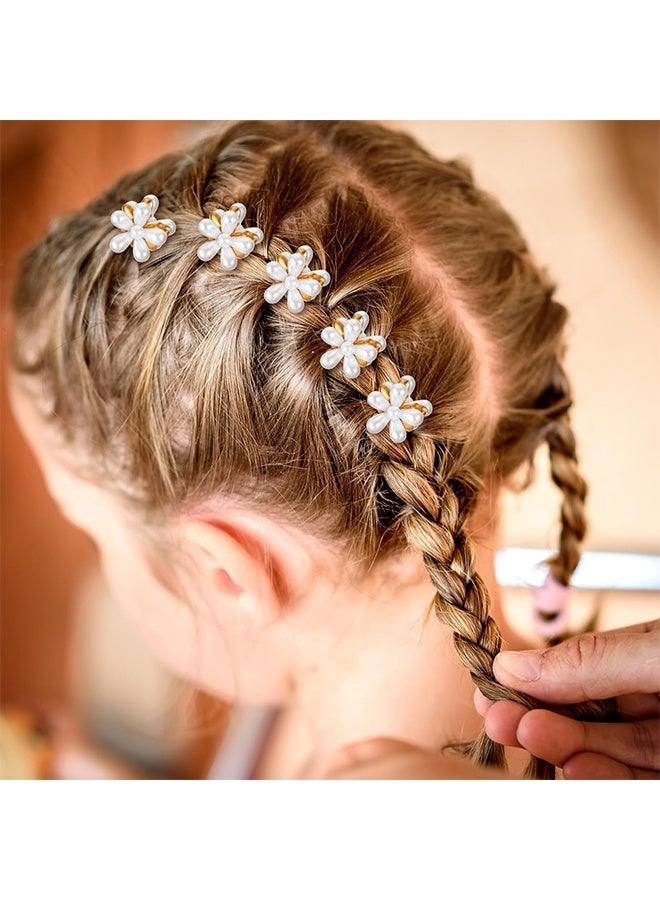 10 Pcs Small Mini Faux Pearl Hair Claw Clips with Daisy Flower Design Sweet Nonslip Artificial Cute Tiny Metal Bangs Clips Decorative Hair Accessories for Women and Girls Gift - Image 3
