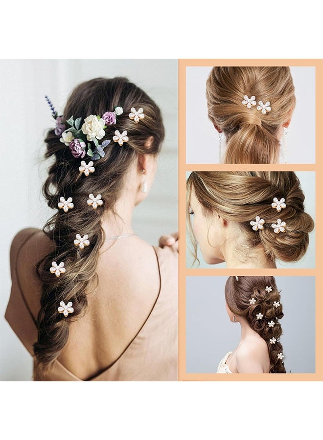 10 Pcs Small Mini Faux Pearl Hair Claw Clips with Daisy Flower Design Sweet Nonslip Artificial Cute Tiny Metal Bangs Clips Decorative Hair Accessories for Women and Girls Gift - Image 5