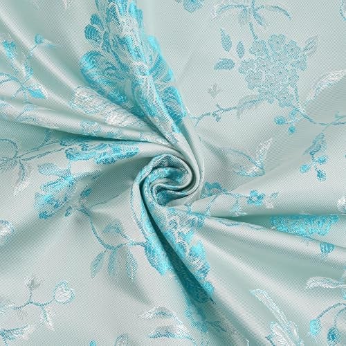 Fresh From Loom Unstiched Fabric Cloth for Sofa - Cushion - Curtain - Table Cloth Fabric - | Wrinkle Free Floral Polyester Material (Lenth x Width - 79 x 46 inch/200 x 116 cm - 2 Meter | Aqua) - Image 1