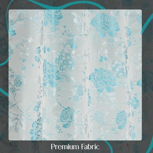 Fresh From Loom Unstiched Fabric Cloth for Sofa - Cushion - Curtain - Table Cloth Fabric - | Wrinkle Free Floral Polyester Material (Lenth x Width - 79 x 46 inch/200 x 116 cm - 2 Meter | Aqua) - Image 2