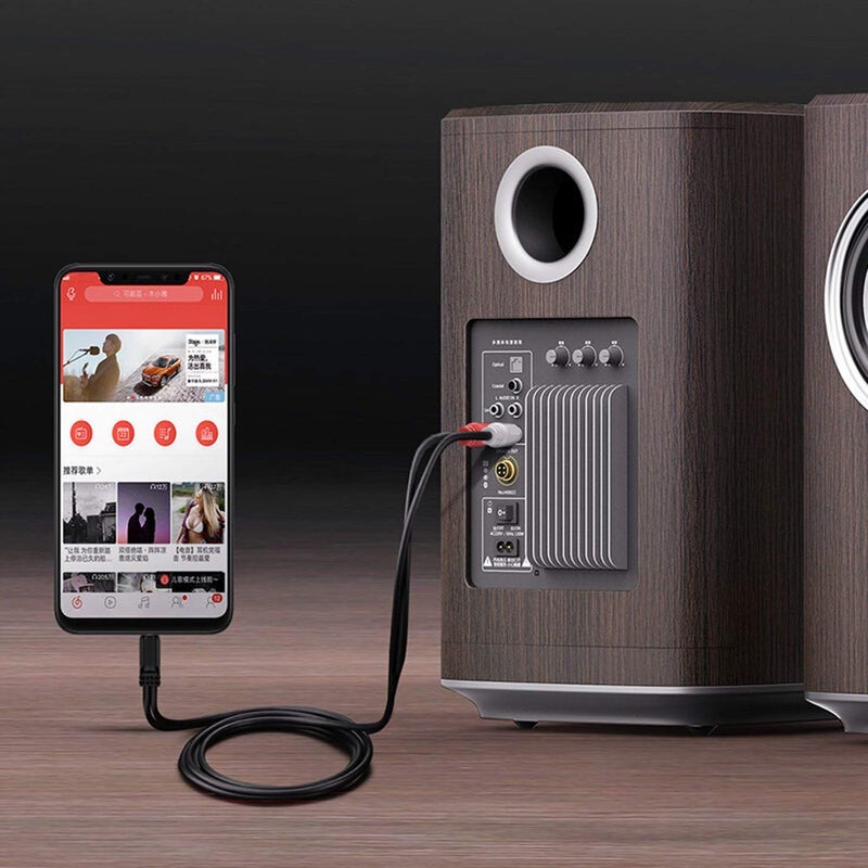 FEDUS كابل صوت ستيريو ذكر 3.5 مم إلى 2 RCA ذكر - كابل AV للصوت والفيديو - كابل إخراج التلفاز - توصيل مكبر الصوت RCA - موصل TRS 3-قطب ذكر إلى RCA مزدوج ذكر - 3م - Image 4