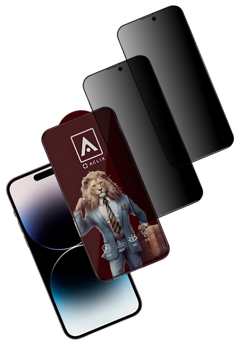 ACLIX 2 Pieces Antistatic ESD Dustproof Premium Quality High Definition Anti-Spy Privacy Tempered Glass Screen Protector Designed For  iPhone 14 Pro Max - Image 1