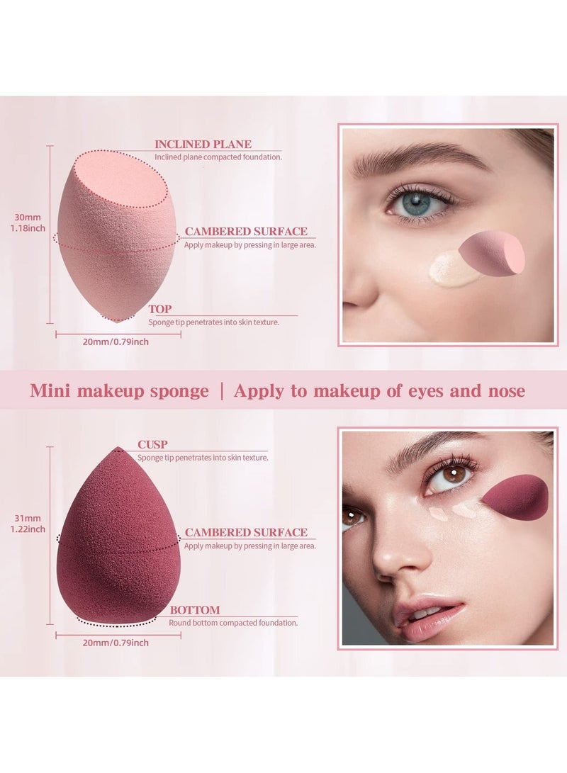 BS مول 20PCS Mini Makeup Sponge Set, Mini Beauty Blender, Professional Beauty Blender, Sponge Super Soft Concealer Sponge, Facial Makeup Tools for Foundation, Powder, Liquid (Red/Pink) - Image 2