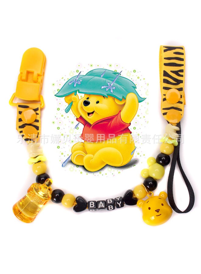 Explosive Baby Pacifier Chain Cartoon Beaded Anti-drop Chain Pacifier Clip Pacifier Anti-drop Chain With Gum