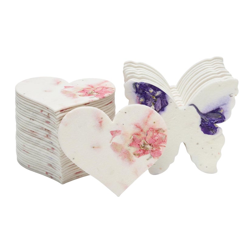 Seed Bloom Combo Seed Paper - 24pcs Hearts & 24pcs Butterflies, Writable & Plantable Wildflower Gifts for Mom this Motherâ€™s Day, Use for Shower Favors Weddings, Heart Party Favors or Life Celebrations - Image 1