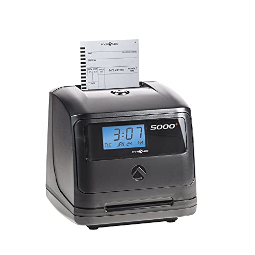 Pyramid Time Systems - Model 5000 Auto Totaling Time Clock, Employee in/Out Time Tracker for Small Business, Includes: 25 Time Cards,1 Ink Ribbon Cartridge, 2 Security Keys and User Guide - Black - Image 3
