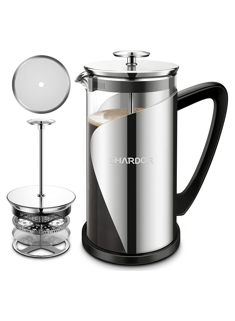 SHARDOR French Press Coffee Maker, Double-Layer Micron-Sized Filter, Stainless Steel Heat Resistant, Vacuum Cup Wall, 34oz (1000ml) - Image 1