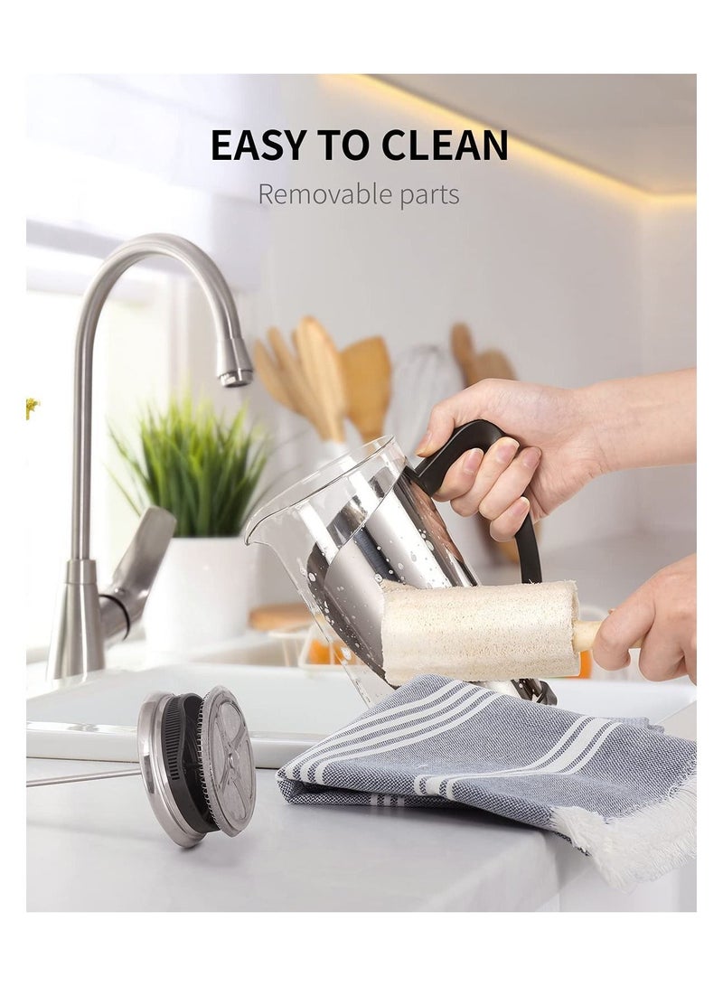 SHARDOR French Press Coffee Maker, Double-Layer Micron-Sized Filter, Stainless Steel Heat Resistant, Vacuum Cup Wall, 34oz (1000ml) - Image 4