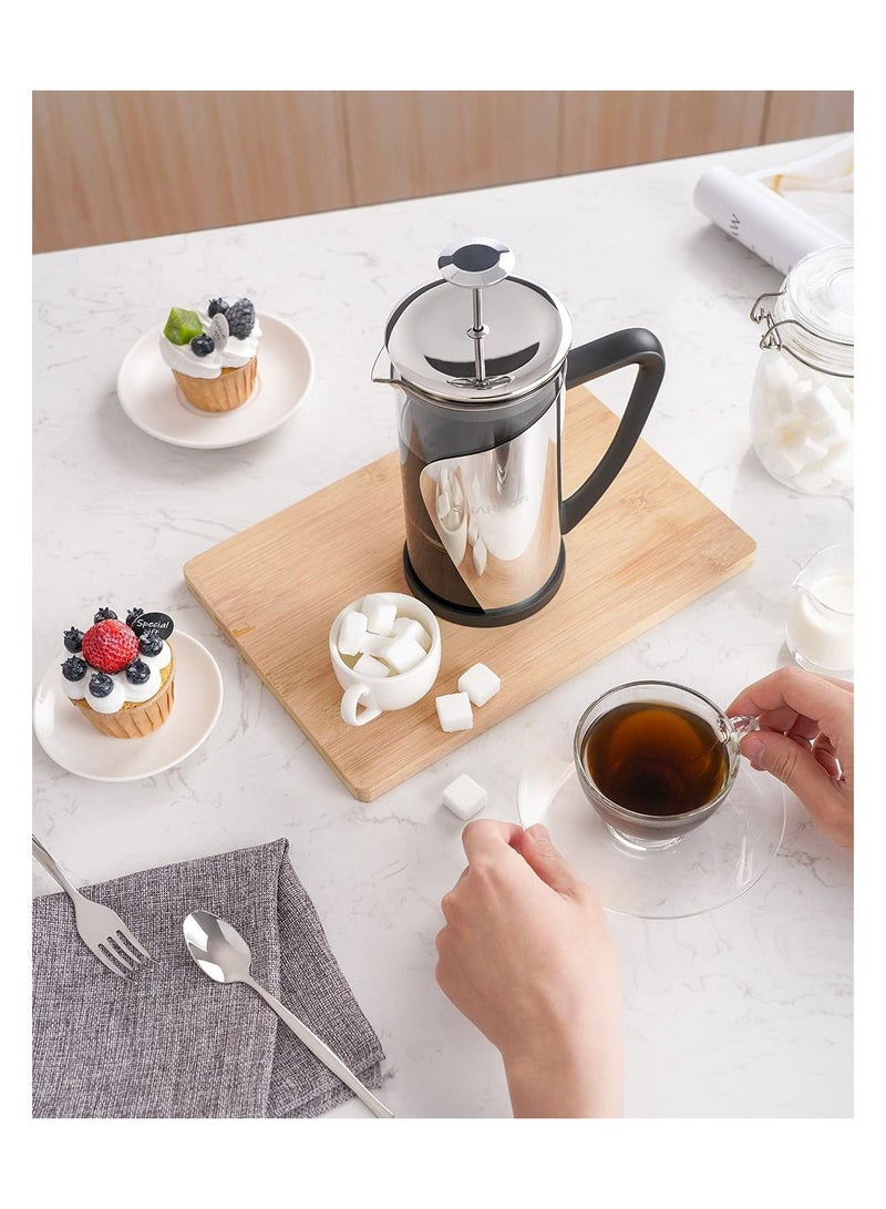 SHARDOR French Press Coffee Maker, Double-Layer Micron-Sized Filter, Stainless Steel Heat Resistant, Vacuum Cup Wall, 34oz (1000ml) - Image 3