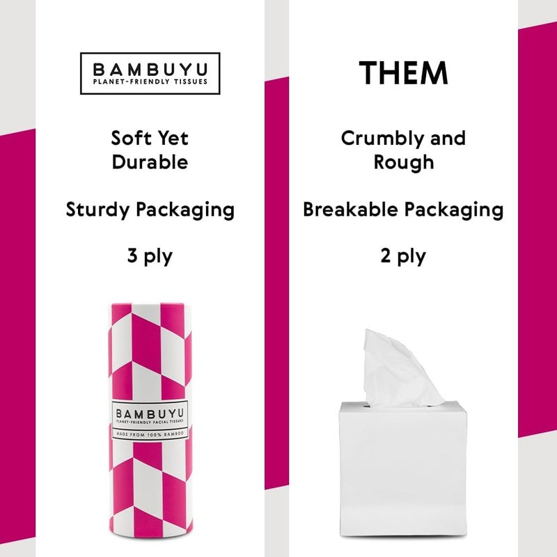 Bambuyu 100% Bamboo Car Facial Tissue Tubes - 4 Tubes x 50 Sheets, 3-Ply | Premium Eco-Friendly Tissue | Soft, Sustainable, Elegant | Plastic-Free, Non-Toxic - Image 3