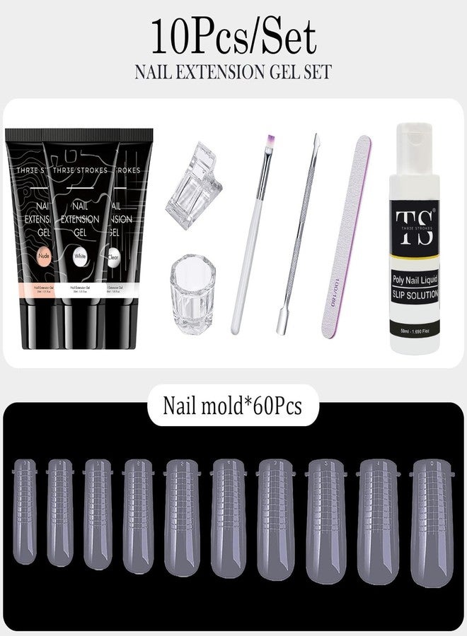 anezus THR3E STROKES Poly Nail Gel Extension Kit for Builder Gel UV Nail Art Kit Nail Extension Set (Clear, Pink, White) (Set of 10)(TF75) - Image 3