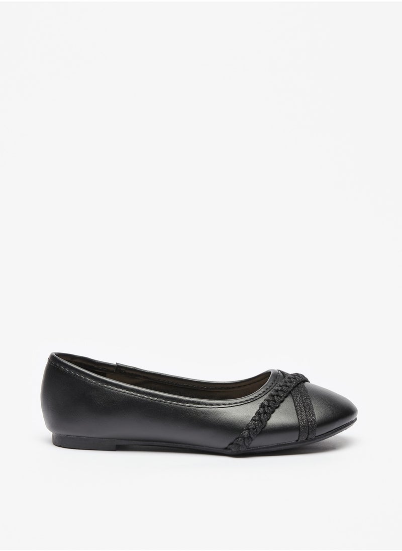 Flora Bella By Shoexpress - Girls Solid Lace Detail Slip On Ballerina Shoes - Image 1
