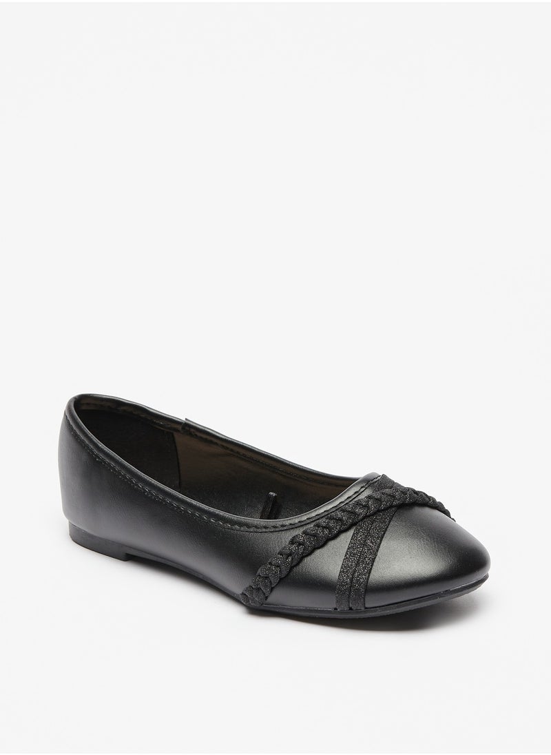 Flora Bella By Shoexpress - Girls Solid Lace Detail Slip On Ballerina Shoes - Image 1