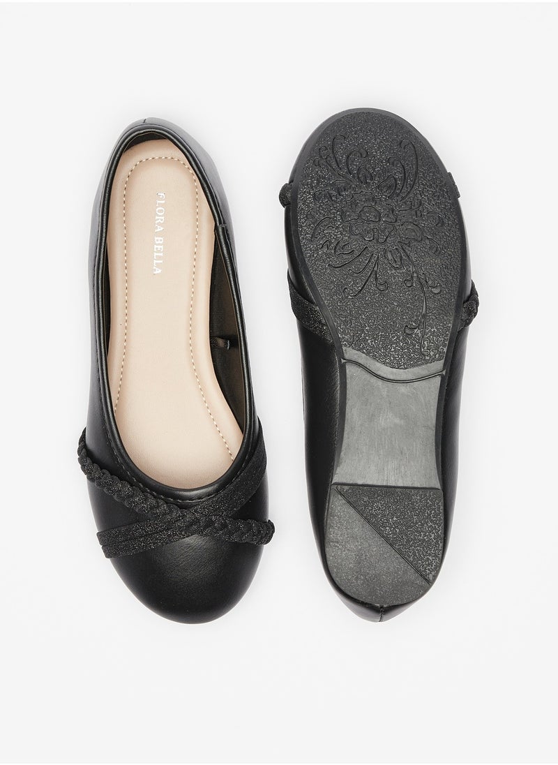 Flora Bella By Shoexpress - Girls Solid Lace Detail Slip On Ballerina Shoes - Image 1