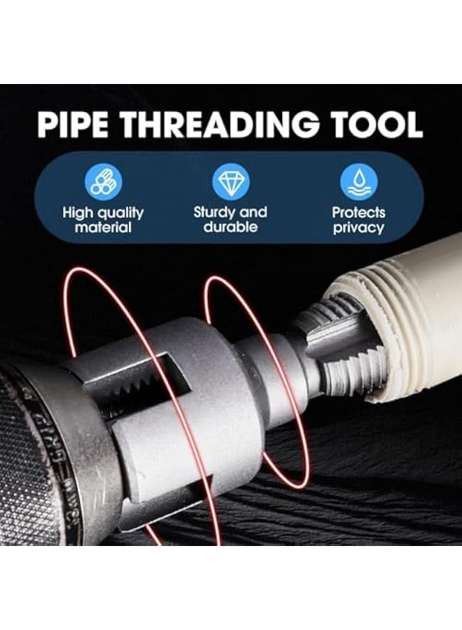 Integrated Pipe Threading Tool, PVC Pipe Threader Kit, Electric Drill Compatible Pipe Repair Attachment for 1/2-Inch (DN15), 3/4-Inch (DN20) Pipe Sizes, House Plumbing Renovation and Home Improvement - Image 2