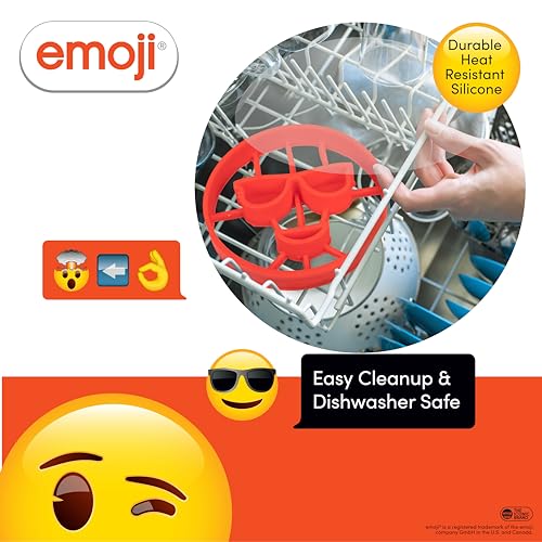 Good Cooking Emoji Pancake Molds & Egg Rings - 4 Pack Silicone Smiley Face Mold for Kids & Adults - Nonstick Reusable Breakfast Cooking Tool- Fun Kitchen Gadget Gift - Official Emoji License- XMAS Stocking Stuffer - Image 3