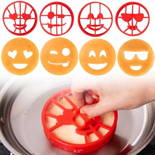 Good Cooking Emoji Pancake Molds & Egg Rings - 4 Pack Silicone Smiley Face Mold for Kids & Adults - Nonstick Reusable Breakfast Cooking Tool- Fun Kitchen Gadget Gift - Official Emoji License- XMAS Stocking Stuffer - Image 5