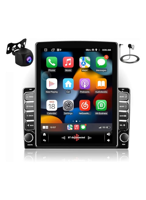 Vertical Touch Screen Car Stereo Radio, 9.7 inch, Carplay and Android Auto, Navigation GPS, Backup Camera