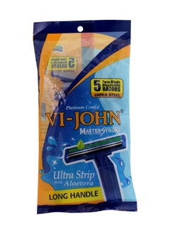 vi john Vi-John Master Stroke Ultra Strip With Aloevera Razor Pouch Pack 5Pcs  - Image 1
