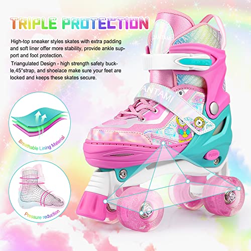 CANTAMI Roller Skates for Kids Girls Boys 4 Size Adjustable Kids Roller Skates with Wheels Light up for Children, Teens, Beginner & Advance, Indoor Outdoor - Image 4
