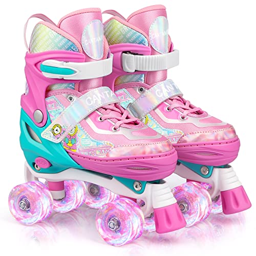 CANTAMI Roller Skates for Kids Girls Boys 4 Size Adjustable Kids Roller Skates with Wheels Light up for Children, Teens, Beginner & Advance, Indoor Outdoor - Image 1