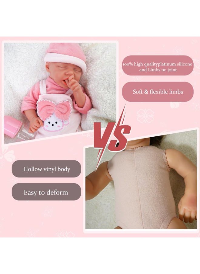 KUICEO Silicone Reborn Baby Dolls-17.7 Inch Realistic Newborn Anatomically Correct Girl with Realistic Blood Vessels and Skin，Silicone Full Body Lifelike Baby，for Kids 3+ & Collectors - Image 5