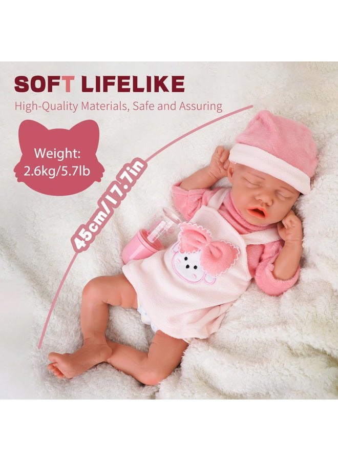 KUICEO Silicone Reborn Baby Dolls-17.7 Inch Realistic Newborn Anatomically Correct Girl with Realistic Blood Vessels and Skin，Silicone Full Body Lifelike Baby，for Kids 3+ & Collectors - Image 4
