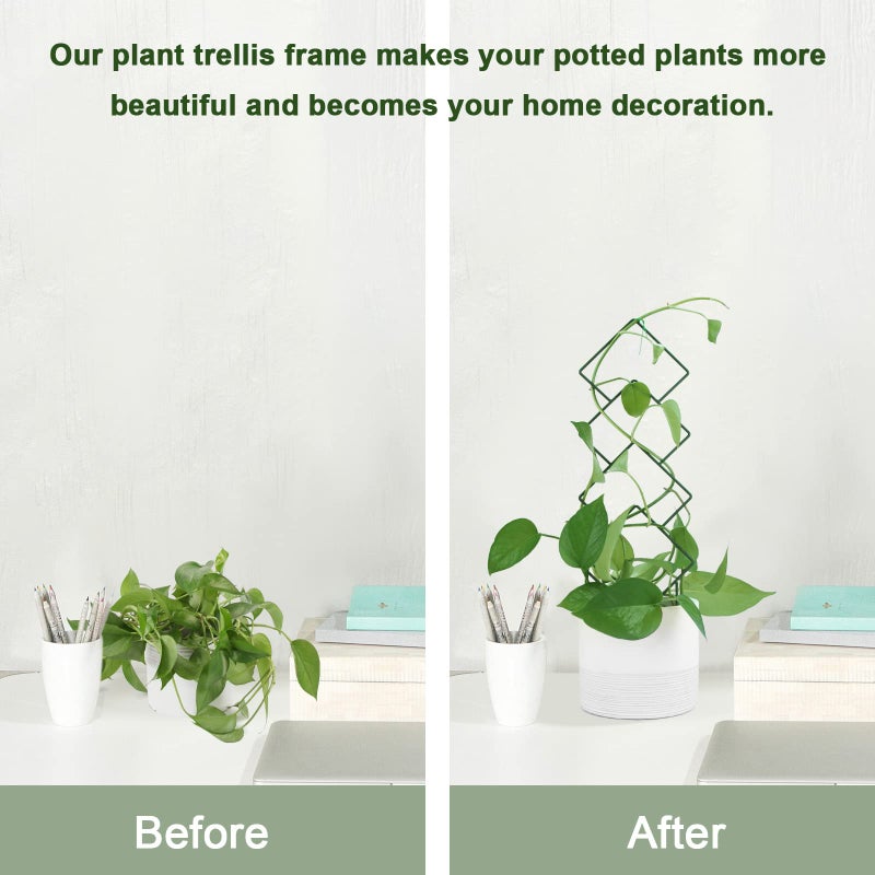 Wellsign Indoor Plant Trellis for Climbing Plants, 16inch Small Garden Metal Trellis for Potted Plants Outdoor with Different Patterns for Vine Ivy Flower Plant Support 4 Pack - Image 4