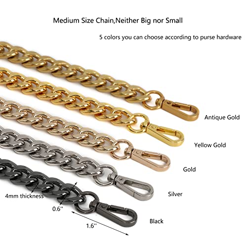 Xiazw Medium Size Fabulous Metal Shoulder Crossbody Purse Strap Replacement Bag Chain Accessories (48‘’, Gold) - Image 5