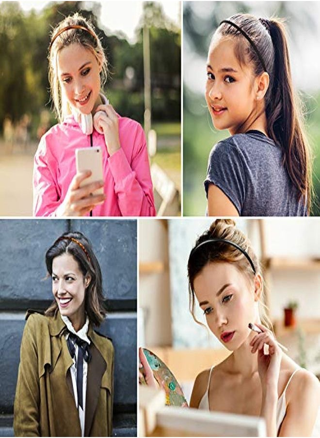WILLBOND 6 Pieces Plastic Plain Headbands Teeth Comb Headbands Skinny Diy Hair Bands Headbands For Women Girls (Multicolor 8 Mm)  - Image 4