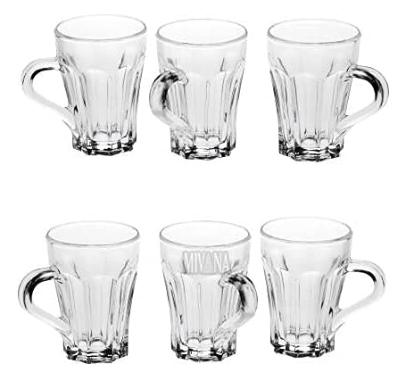 MIVANA Mivana Tea and Coffee Cup Glass Mug Used for Tea Coffee Green Tea Lemon Tea Cup Lotus 170 ML 6 pcs  - Image 1